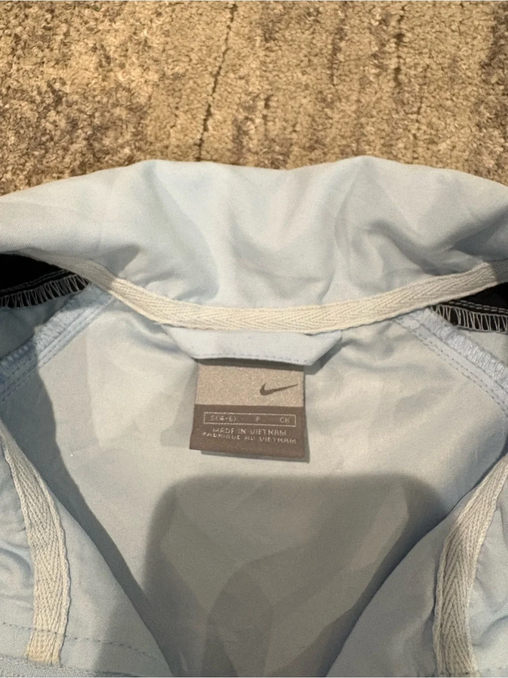 Nike Baby Blue Women’s Track Jacket with Black and White Stripes